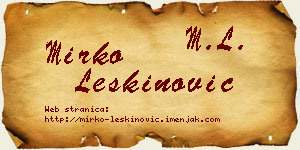 Mirko Leškinović vizit kartica